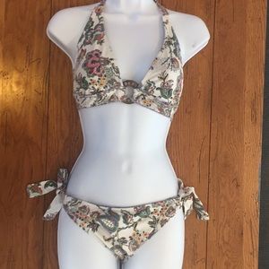 Lucky Brand Large Halter Paisley Bikini Tie Sides